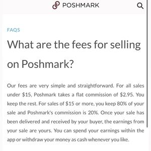 What are the POSHMARK Selling Fees?